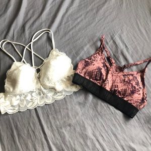 2 pink bras